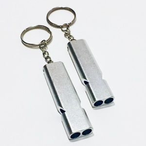 2 Silver Emergency Keychain Whistles Survival Safety Loud Alert Flat Waterproof